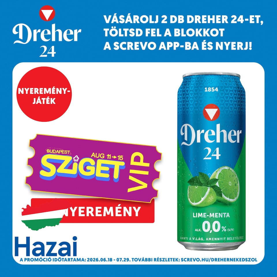 Dreher 24 Lime-Menta alkoholmentes világos sör és lime-menta ízű ital keveréke 0,0% 0,5 l