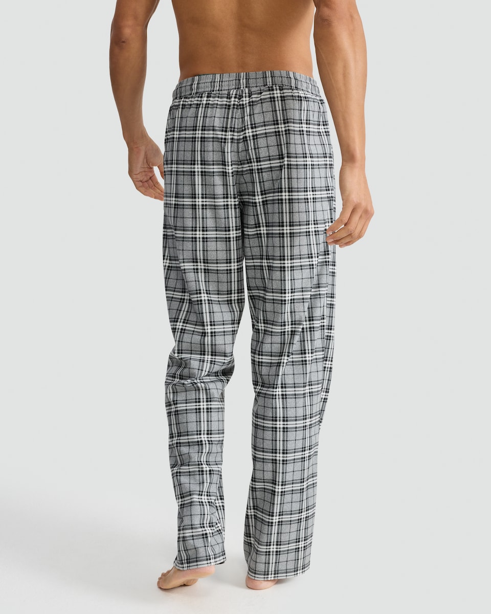 image 1 of F&F 2-Pack Stripe and Check Fleece Printed Pyjama Bottoms in Multi