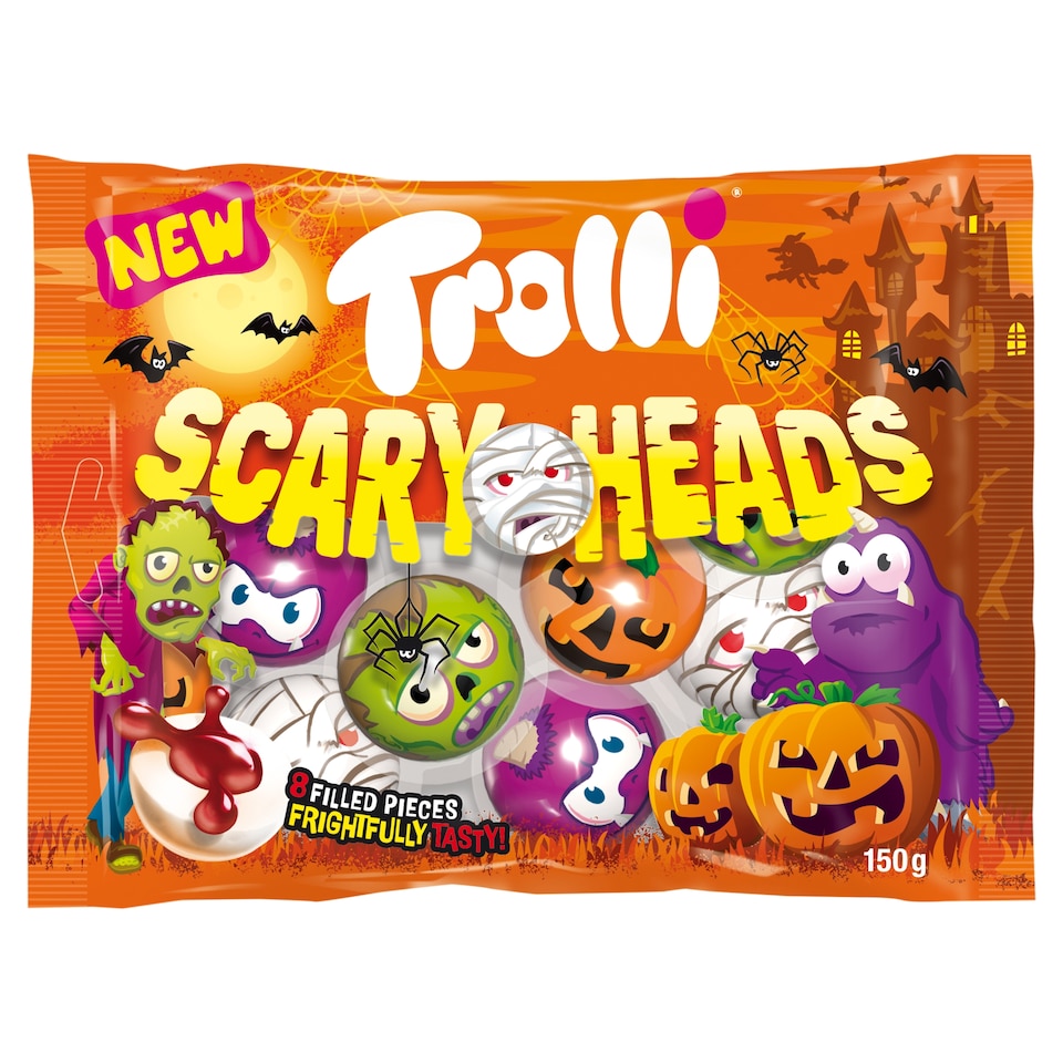 Trolli Scary Heads gumicukorka töltelékkel 150 g