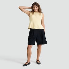 F&F Pleated Sleeveless Peplum Top in Yellow