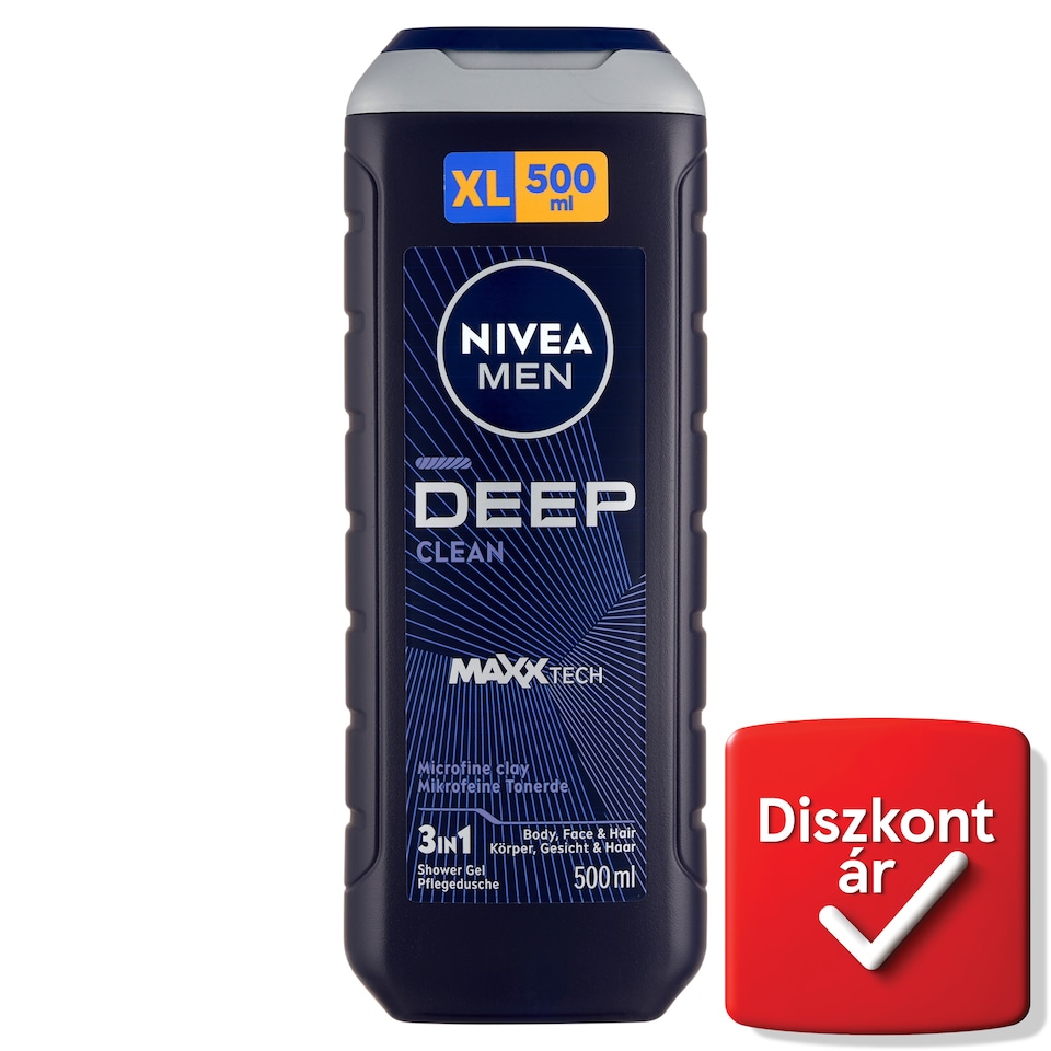 NIVEA MEN Deep Clean 3 az 1-ben tusfürdő testre, arcra, hajra 500 ml  1. kép