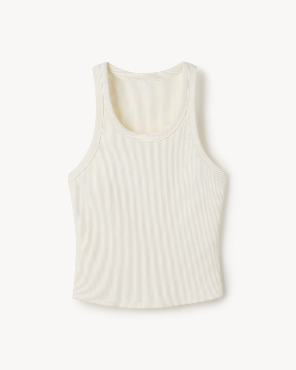 image 1 of F&F Active ULTRASTRETCH Racerback Vest in Cream