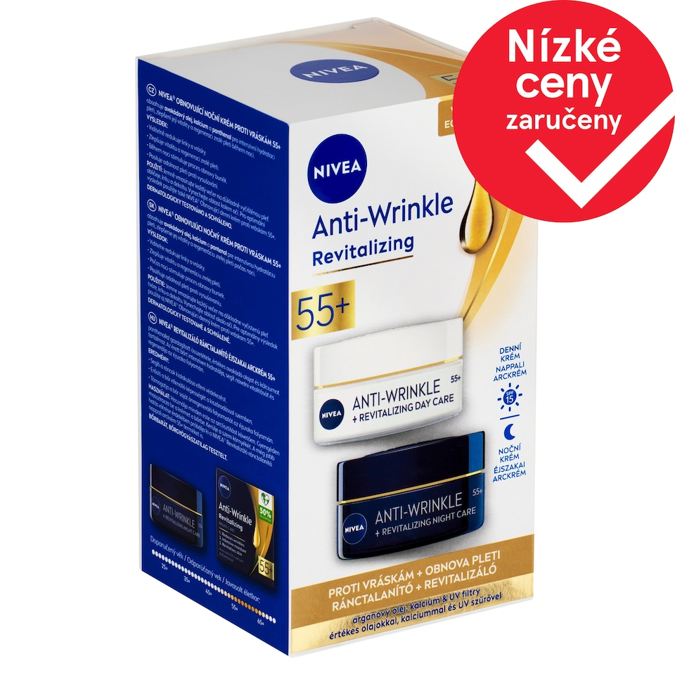 Obrázek 1 pro produkt Nivea Obnovující denní a noční krém proti vráskám 55+ 2 x 50ml