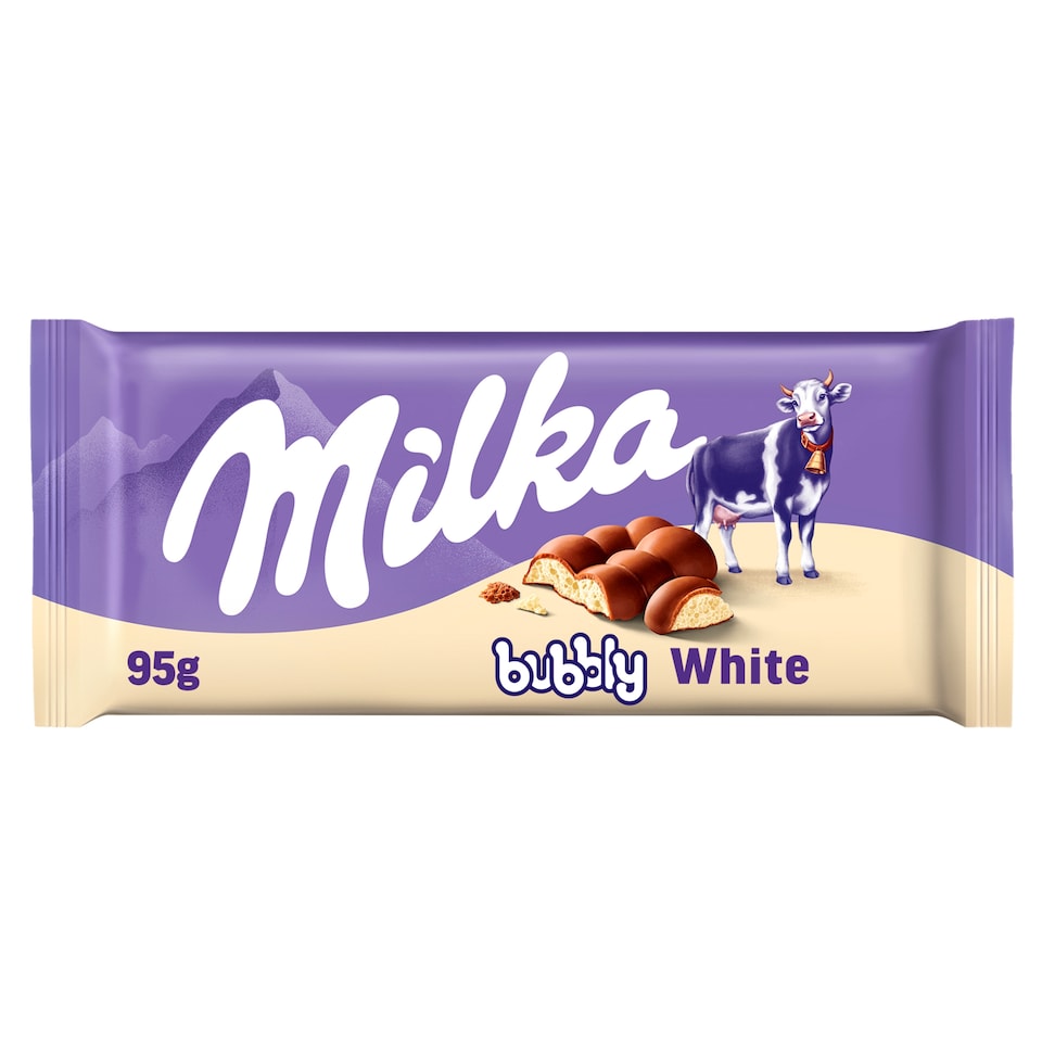 Obrázek 1 pro produkt Milka Bubbly white mléčná čokoláda z alpského mléka s porézní náplní z bílé čokolády 95 g