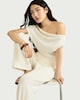 image 1 of F&F Textured Wide Leg Co-ord Trousers in Cream