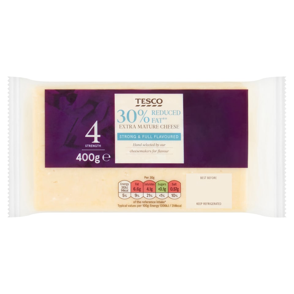 Tesco 30% Reduced Fat Extra Mature Cheese 400g.