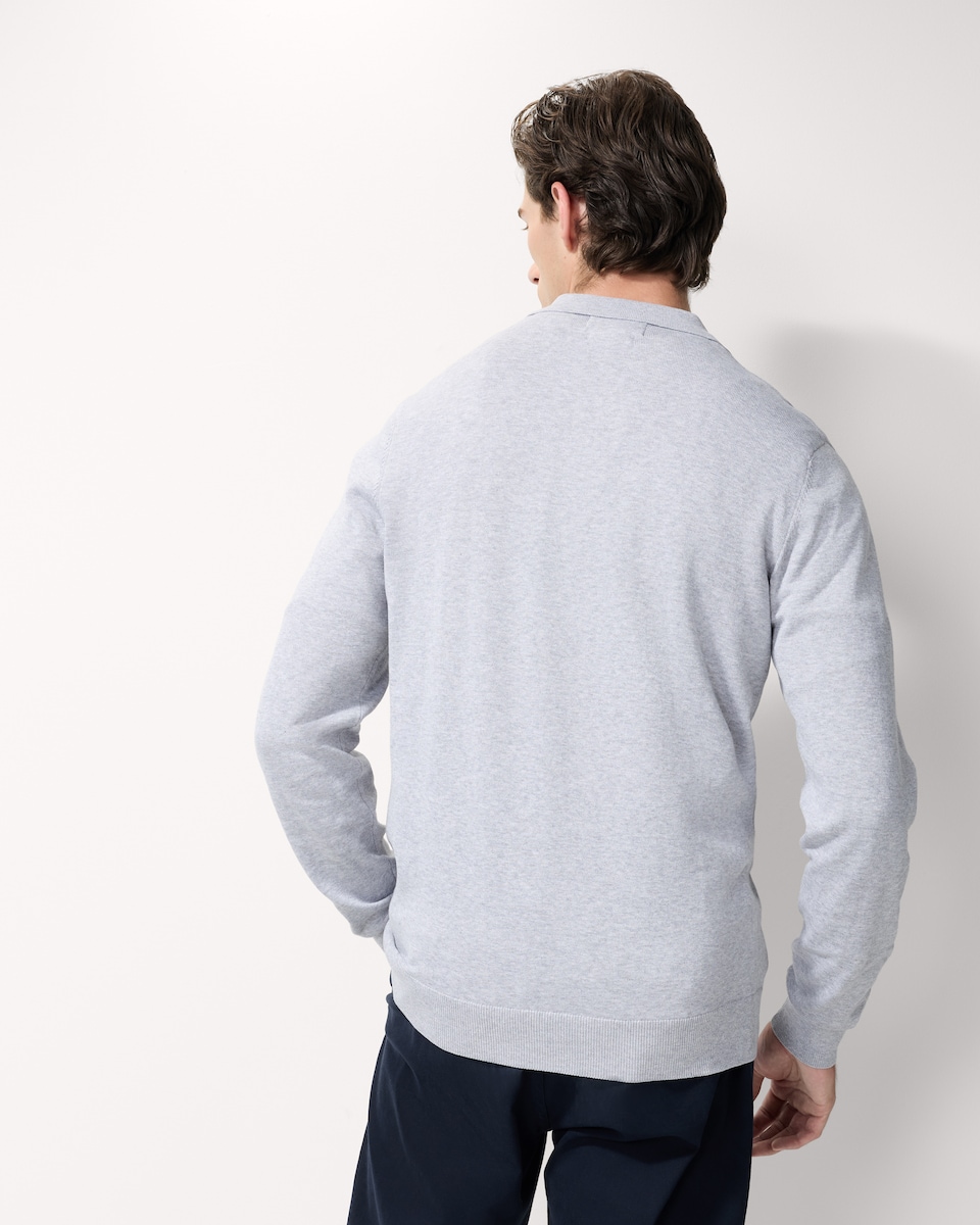 image 1 of F&F Pure Cotton Polo Knit Jumper in Grey