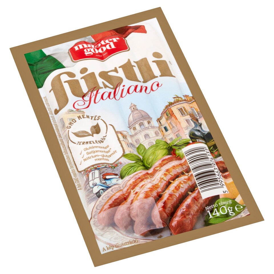Master Good Füstli Italiano parmezán sajtos, füst ízesítésű virsli csirkehúsból 140 g