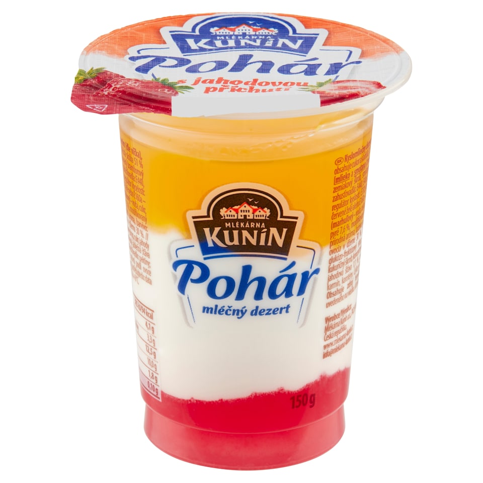 Obrázek 1 pro produkt Mlékárna Kunín Pohár mléčný dezert s jahodovou příchutí 150g