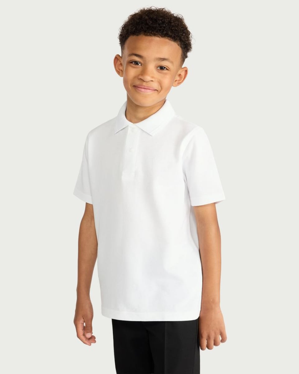 image 1 of F&F Boys School 3-Pack Pure Cotton Short Sleeved Easy Dressing Polo Shirts in White