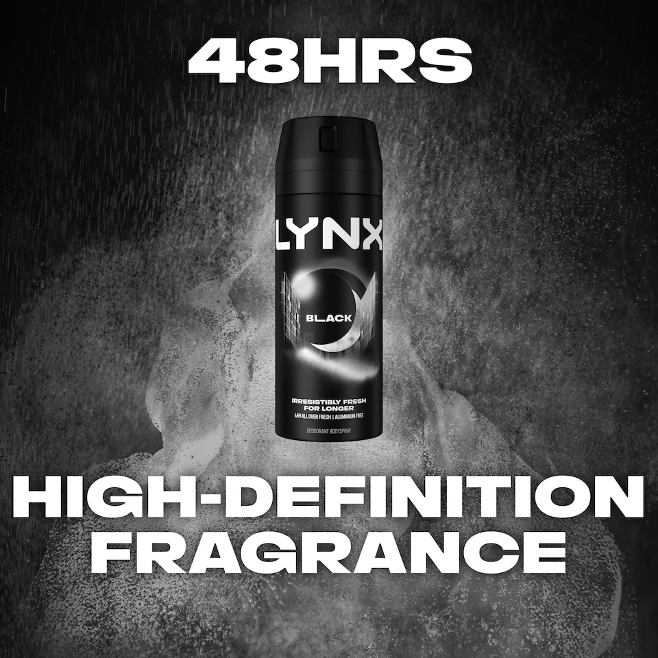 image 1 of Lynx Black 48h Deodorant Bodyspray for Men 150ml
