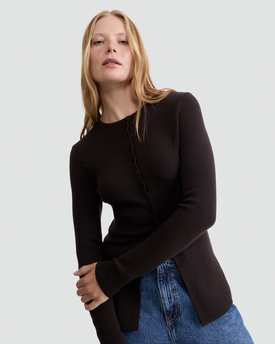 image 1 of F&F Knitted Button Front Cardigan in Brown