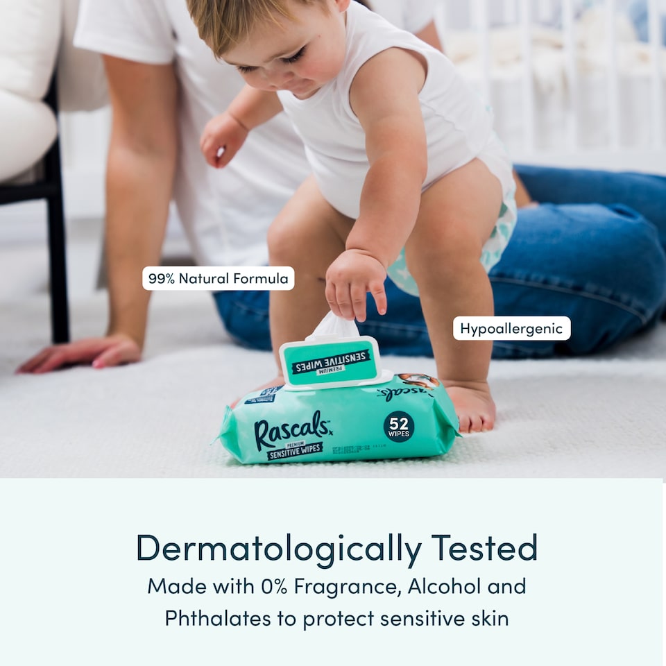 image 1 of Rascals Premium Sensitive Baby Wipes 52 Pack