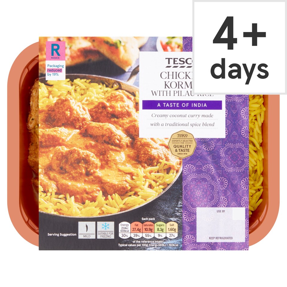 Tesco Chicken Korma & Pilau Rice 400G Tesco Groceries
