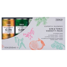 Tesco Gin & Tonic variety pack 10 x 250ml