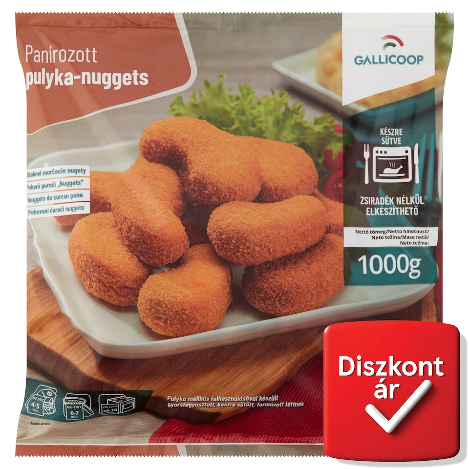 Gallicoop gyorsfagyasztott, panírozott pulyka-nuggets 1000 g  1. kép