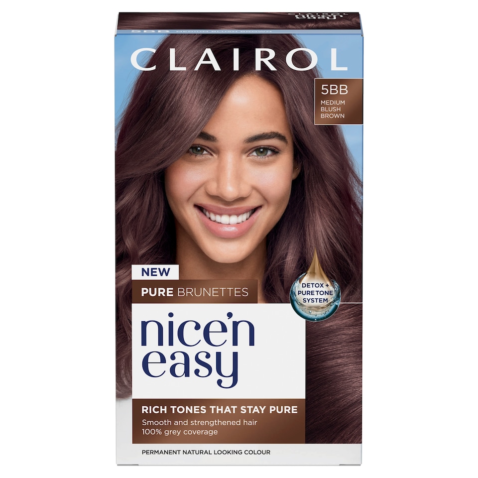 image 1 of Clairol Nice'N Easy Crème Pure Brunettes Permanent Hair Dye Kit - 5BB Medium Blush Brown