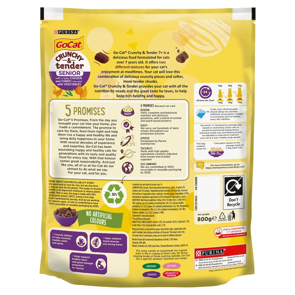 image 1 of Go-Cat Crunchy & Tender Senior Chicken Turkey & Vegetables 800G