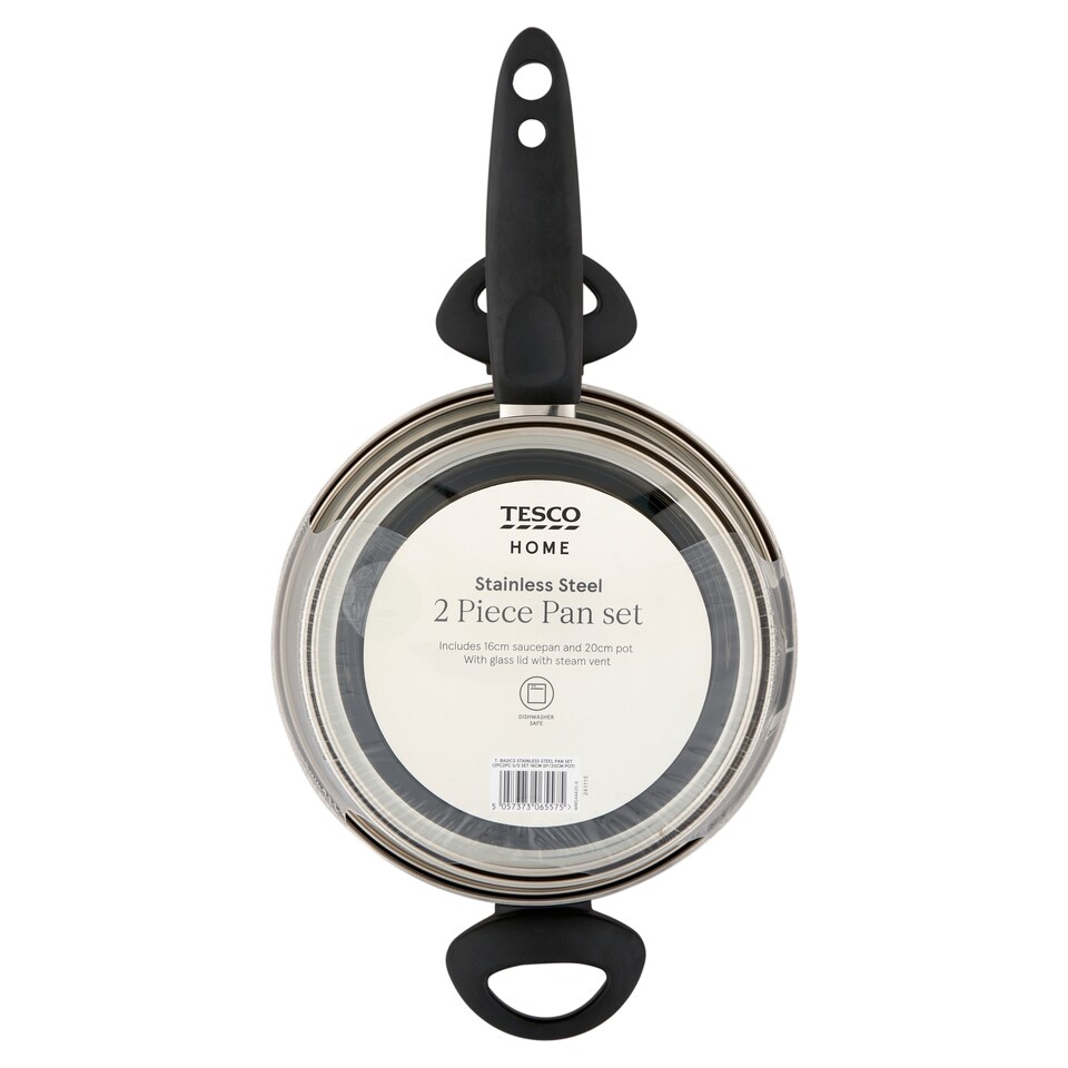 Tesco Home Basics rozsdamentes acél serpenyőkészlet 2 db