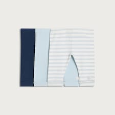 F&F Baby 3-Pack Cotton Rich Ribbed Leggings in Blue