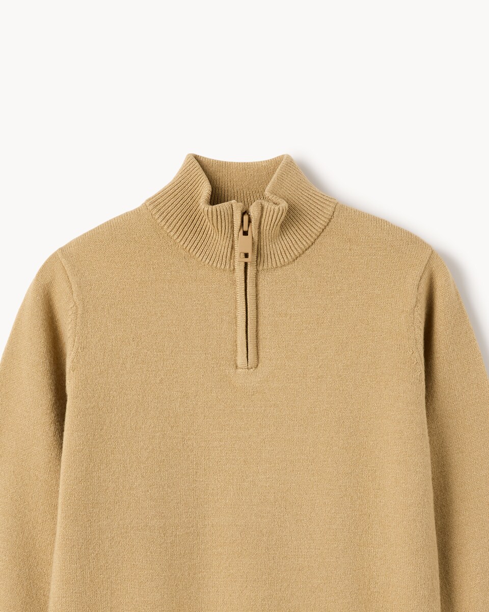 image 1 of F&F Boys Knitted Half Zip Jumper in Neutral
