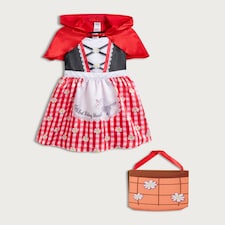 Little Red Riding Hood 2-Piece Fancy Dress Costume with Bag in Red