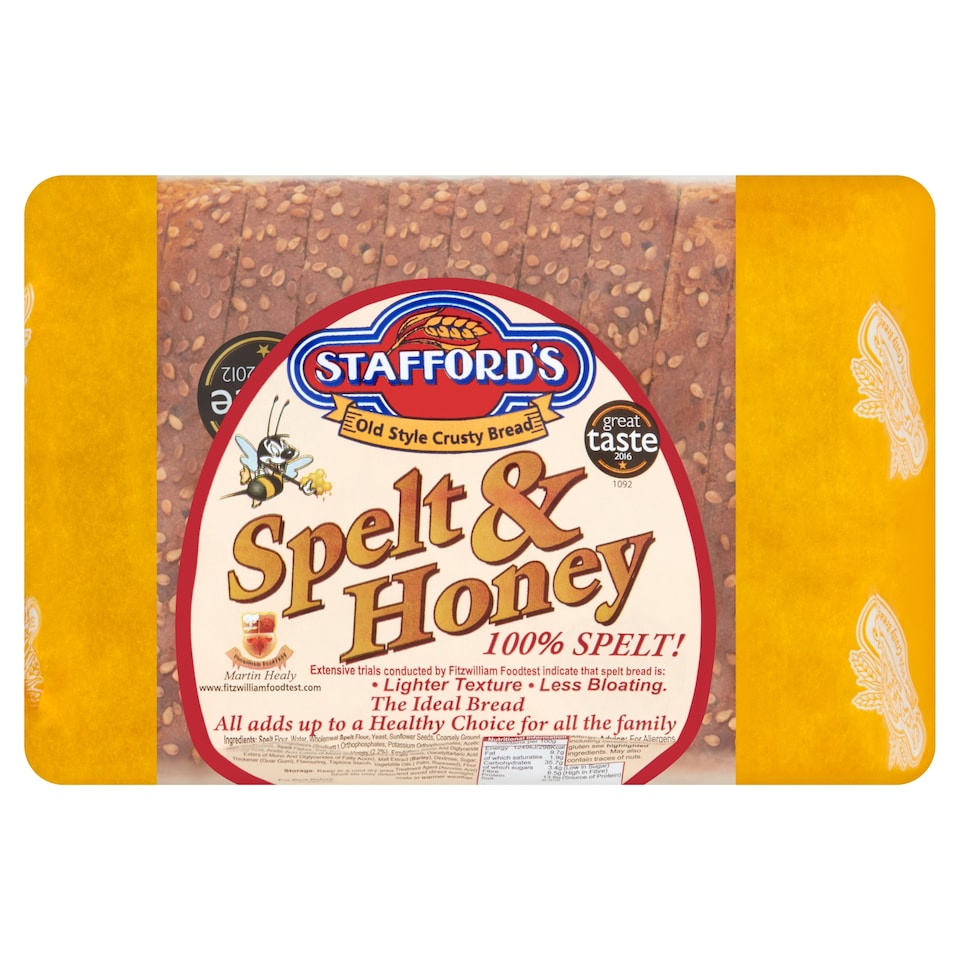 Stafford's Bkry Spelt And Honey Pan 395G