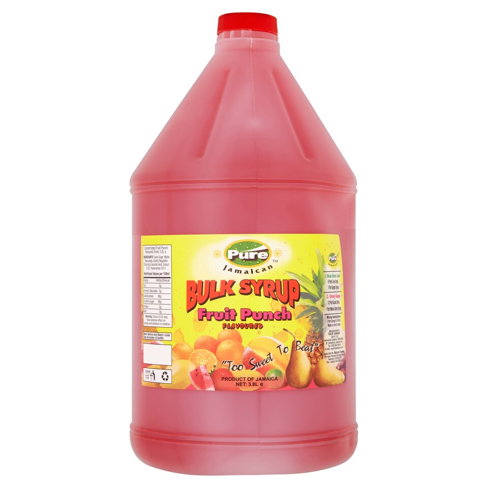 PURE JAMAICAN BULK SYRUP FRUIT PUNCH 3.8 LITRE