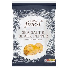 Tesco Finest Hand Cooked Crisps - Sea Salt & Black Pepper 150g