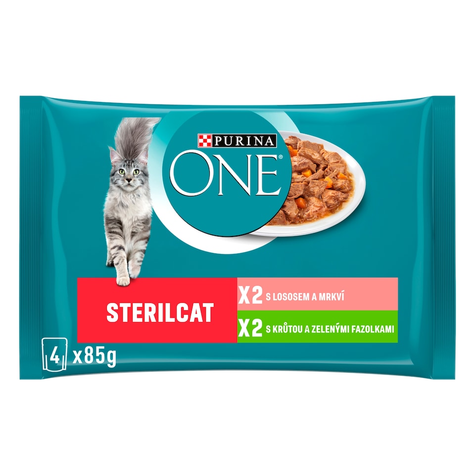 obrázok 1 z Purina ONE Sterilised kapsičky pre mačky morka, losos v šťave 4 × 85 g