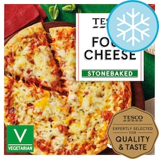 Tesco Stonebaked Thin Four Cheese Pizza 330G