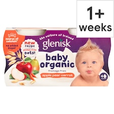 Glenisk Baby Organic Fromage Frais Apple Pear Carrot Yogurt with Oats 4x60g