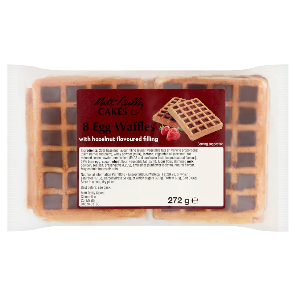 Matte Reilly 8 Pack Egg Waffles Hazelnut 272G