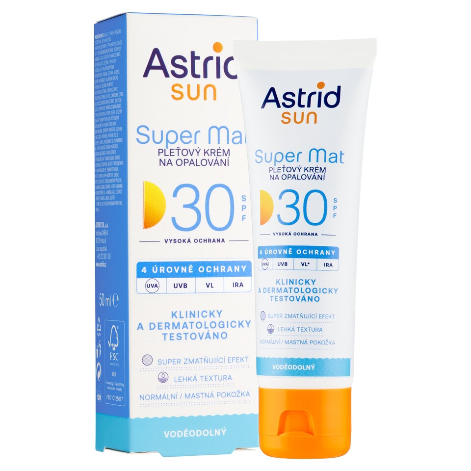 Obrázek 1 pro produkt Astrid Sun Super Mat pleťový krém na opalování SPF 30 50ml
