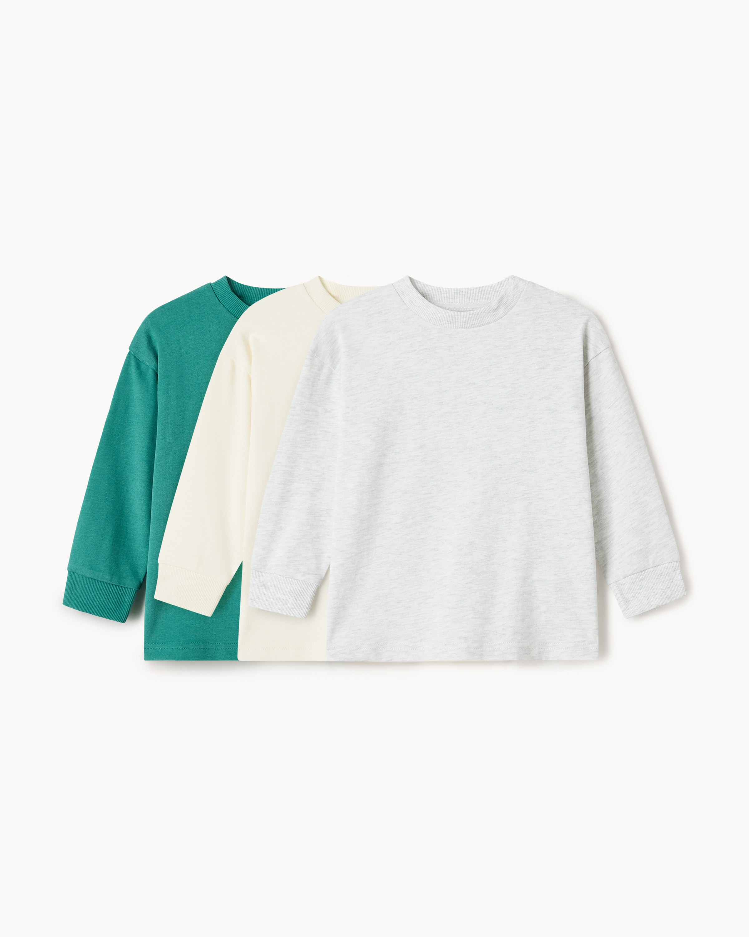 F&F Boys 3-Pack Pure Cotton Long Sleeved Tops in Multi