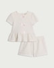 image 3 of F&F Girls 2-Piece Boucle Textured Top and Shorts Set in Cream