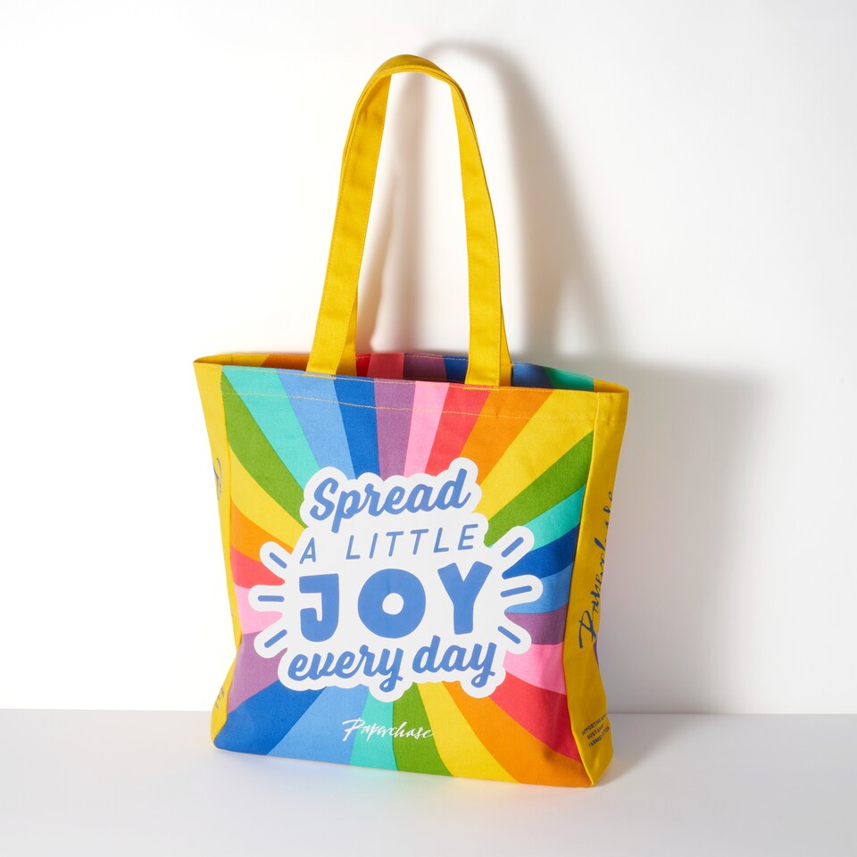 image 1 of Paperchase Rainbow Spread A Little Joy Tote Bag