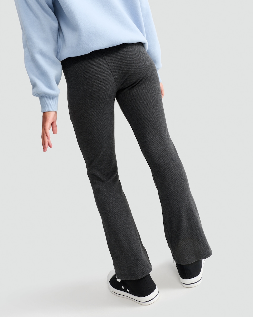 image 1 of F&F Girls Cotton Rich Flared Leggings in Grey