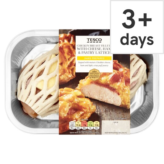 Tesco 2 Chicken Breast Cheese & Ham Lattice 386G Tesco Groceries