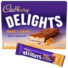 Cadbury Delights Orange Caramel Chocolate Nougat Bar 5 Pack 110g