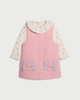 image 1 of F&F Baby 2-Piece Bunny Pinafore and Long Sleeved Bodysuit Set in Pink