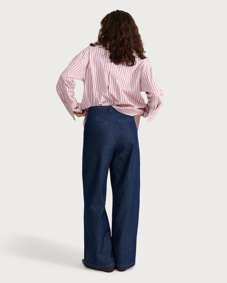 image 1 of F&F Wide Leg Belted Jeans in Navy