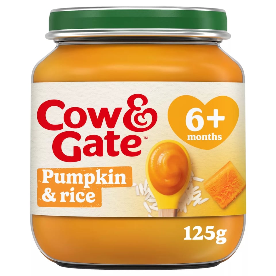 image 1 of Cow & Gate Pumpkin Rice Baby Food Snack Jar 6+ Months 125g