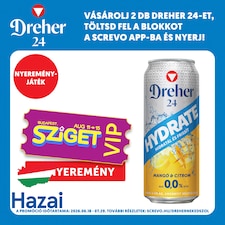 Dreher 24 Hydrate alkoholmentes világos sör és mangó-citrom ízű ital keveréke 0,0% 0,5 l
