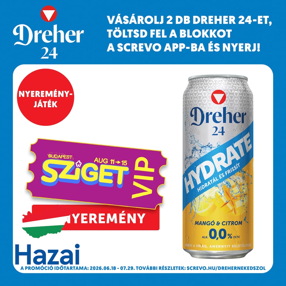 Dreher 24 Hydrate Alcohol-Free Lager Beer and Mango-Lemon Flavoured Drink Mix 0,0% 0,5 l