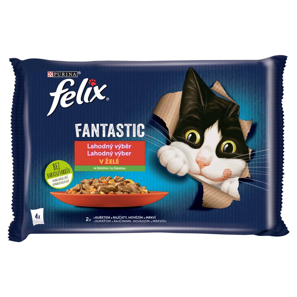 image 1 of Felix Fantastic Pouches for Cats Chicken, Beef in Jelly 4 x 85g