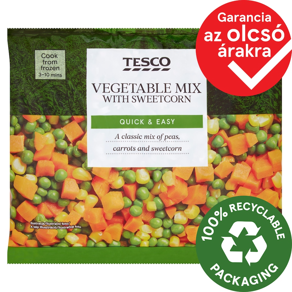 Tesco Quick-Frozen Vegetable Mix with Sweetcorn 450 g