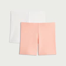 F&F Girls 2-Pack Cotton Rich Ribbed Cycling Shorts in Coral
