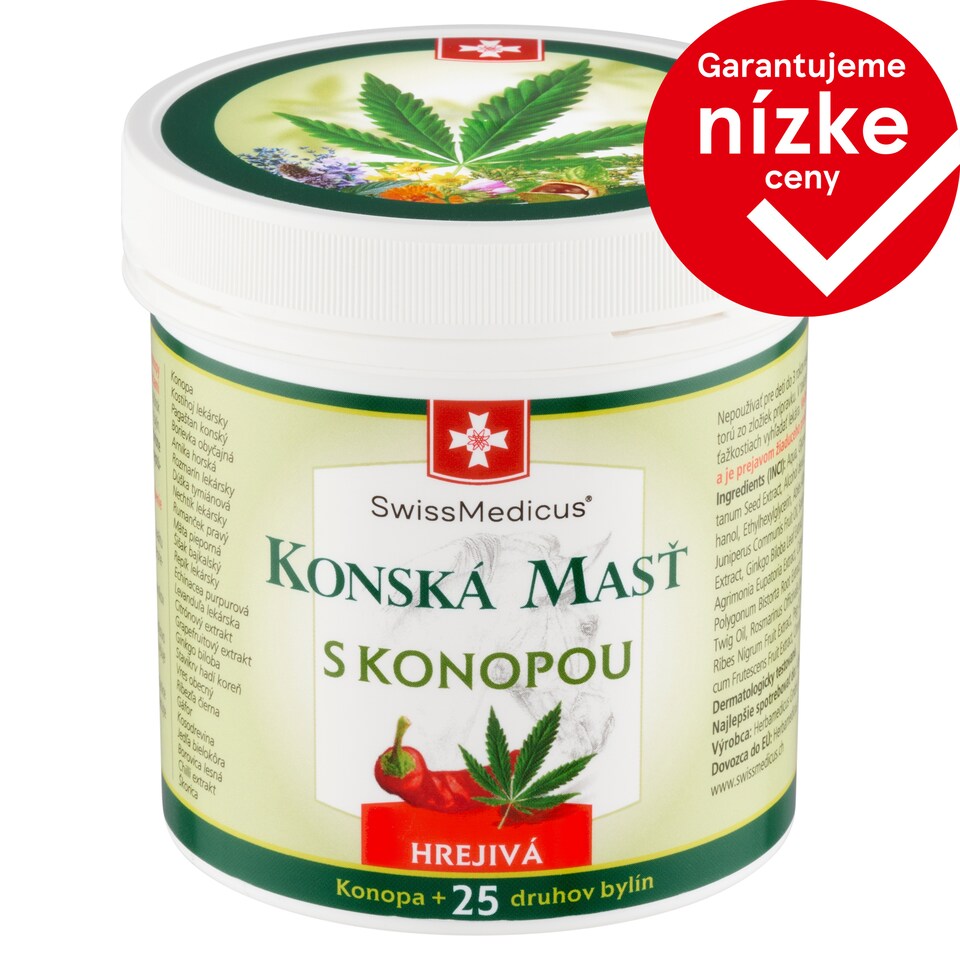 SwissMedicus Konská masť Hrejivá s konopou 250 ml