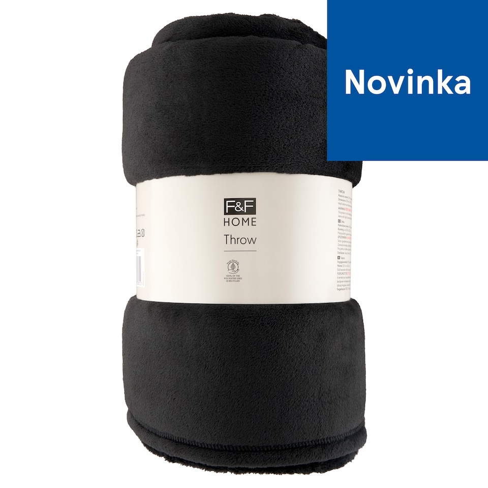 F&F Home Black Large Super Soft prikrývka 200 x 220 cm